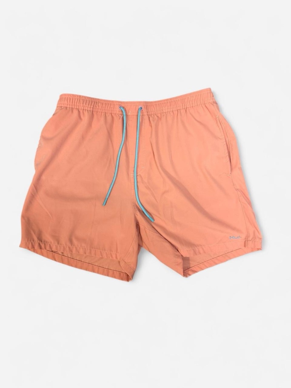 Huk Men's Salmon Swim Trunks with Light Blue Drawstring